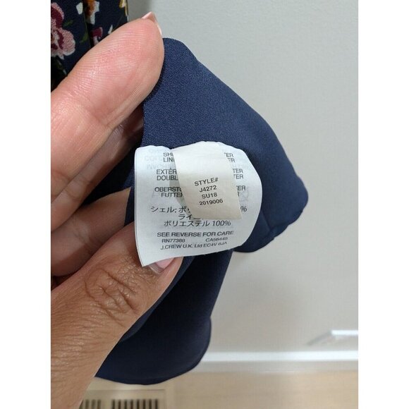 J Crew Mercantile Ruched Waist Dress In Vintage Floral Lined Navy Sz 8 J4272 - Picture 5 of 15